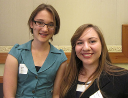 Kelcie Anne Johnson, winner of the Betty Latty Hurlburt Scholarship  and Rebecca Brisle, winner of the June Payne Scholarship 